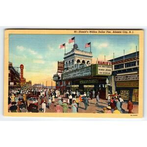 Atlantic City NJ Postcard Hamid's Million Dollar Pier Oceanic Diving Linen 1949